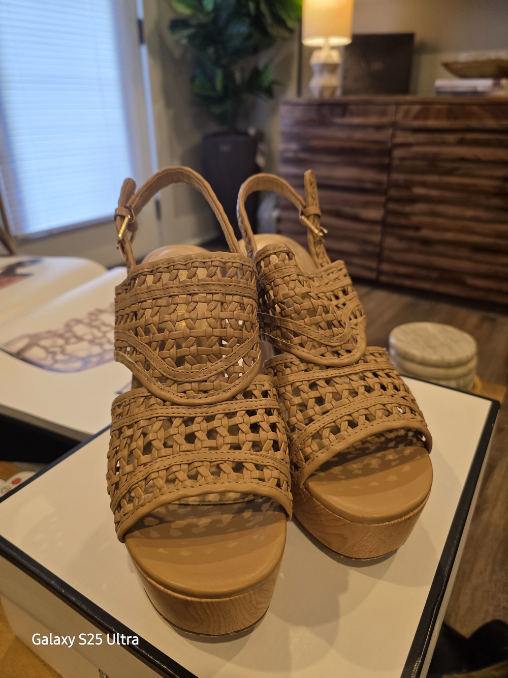 Woven Platform Slingback Sandals - Tan